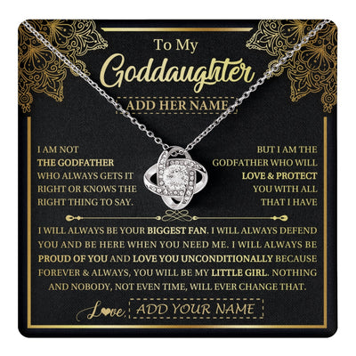 Love Knot Necklace 14K White Gold Finish | 1 | Personalized To My Goddaughter Necklace From Godfather Your Biggest Fan Birthday Gifts For Goddaughter Gifts Christmas Jewelry Custom Gift Box Message Card | teecentury.myshopify