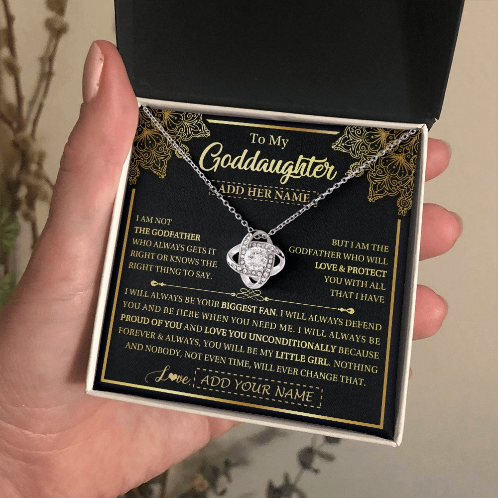 Love Knot Necklace 14K White Gold Finish | 2 | Personalized To My Goddaughter Necklace From Godfather Your Biggest Fan Birthday Gifts For Goddaughter Gifts Christmas Jewelry Custom Gift Box Message Card | teecentury.myshopify