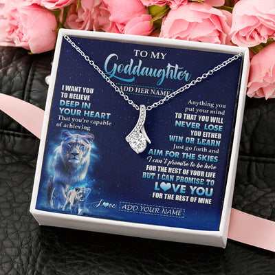 Alluring Beauty Necklace 14K White Gold Finish | 2 | Personalized To My Goddaughter Necklace From Godmother Aunt Believe Your Heart Goddaughter Gift Birthday Graduation Christmas Customized Gift Box Message Card | teecentury.myshopify