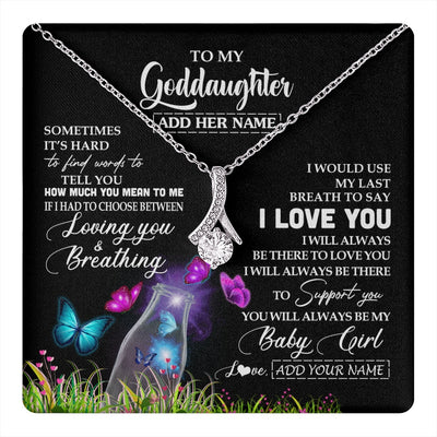 Alluring Beauty Necklace 14K White Gold Finish | 1 | Personalized To My Goddaughter Necklace From Godmother Aunt Butterfly Sometimes Say I Love You Goddaughter Birthday Christmas Custom Gift Box Message Card | teecentury.myshopify