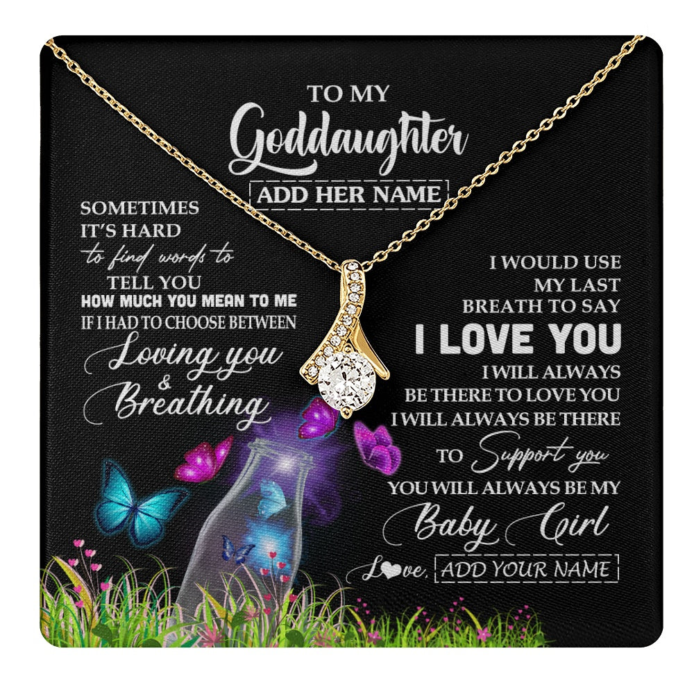 Alluring Beauty Necklace 18K Yellow Gold Finish | 1 | Personalized To My Goddaughter Necklace From Godmother Aunt Butterfly Sometimes Say I Love You Goddaughter Birthday Christmas Custom Gift Box Message Card | teecentury.myshopify