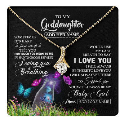 Alluring Beauty Necklace 18K Yellow Gold Finish | 1 | Personalized To My Goddaughter Necklace From Godmother Aunt Butterfly Sometimes Say I Love You Goddaughter Birthday Christmas Custom Gift Box Message Card | teecentury.myshopify