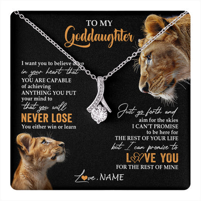Alluring Beauty Necklace 14K White Gold Finish | 1 | Personalized To My Goddaughter Necklace From Godmother Aunt You Will Never Lose Lion Goddaughter Birthday Gifts Graduation Christmas Gift Box Message Card | teecentury