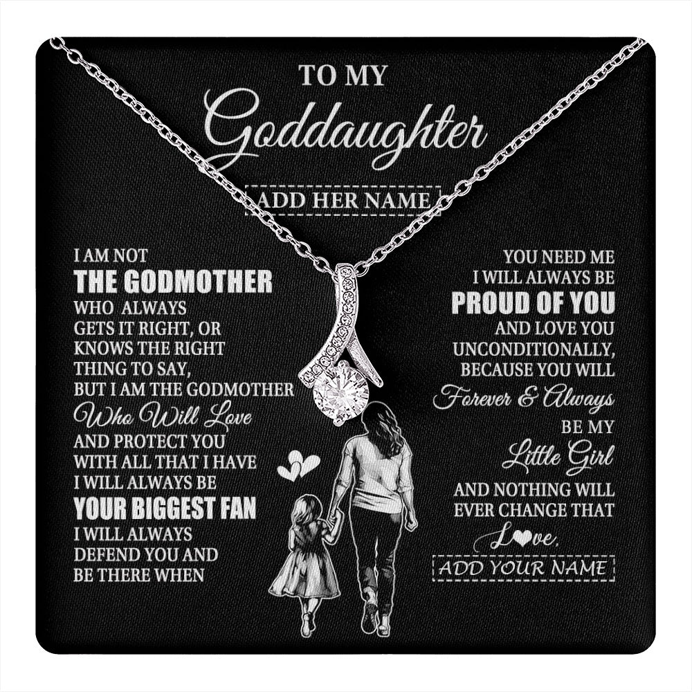 Alluring Beauty Necklace 14K White Gold Finish | 1 | Personalized To My Goddaughter Necklace From Godmother Biggest Fan Birthday Gifts For Goddaughter From Godmother Uncle Christmas Custom Gift Box Message Card | teecentury.myshopify