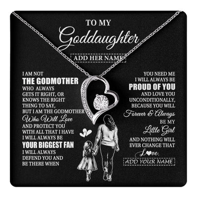 Forever Love Necklace 14K White Gold Finish | 1 | Personalized To My Goddaughter Necklace From Godmother Biggest Fan Birthday Gifts For Goddaughter From Godmother Uncle Christmas Custom Gift Box Message Card | teecentury.myshopify