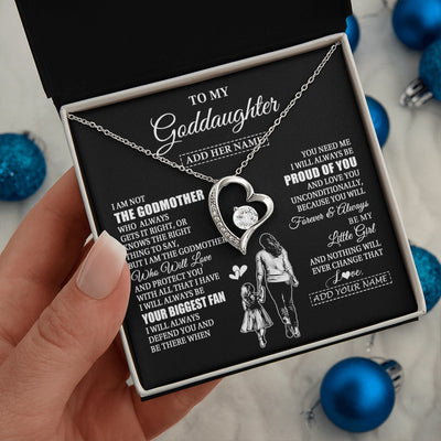 Forever Love Necklace 14K White Gold Finish | 2 | Personalized To My Goddaughter Necklace From Godmother Biggest Fan Birthday Gifts For Goddaughter From Godmother Uncle Christmas Custom Gift Box Message Card | teecentury.myshopify