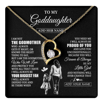 Forever Love Necklace 18K Yellow Gold Finish | 1 | Personalized To My Goddaughter Necklace From Godmother Biggest Fan Birthday Gifts For Goddaughter From Godmother Uncle Christmas Custom Gift Box Message Card | teecentury.myshopify