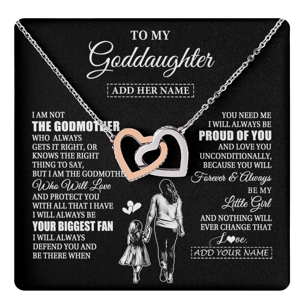 Interlocking Hearts Necklace Stainless Steel & Rose Gold Finish | 1 | Personalized To My Goddaughter Necklace From Godmother Biggest Fan Birthday Gifts For Goddaughter From Godmother Uncle Christmas Custom Gift Box Message Card | teecentury.myshopify