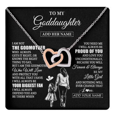 Interlocking Hearts Necklace Stainless Steel & Rose Gold Finish | 1 | Personalized To My Goddaughter Necklace From Godmother Biggest Fan Birthday Gifts For Goddaughter From Godmother Uncle Christmas Custom Gift Box Message Card | teecentury.myshopify