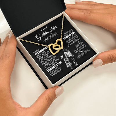 Interlocking Hearts Necklace 18K Yellow Gold Finish | 2 | Personalized To My Goddaughter Necklace From Godmother Biggest Fan Birthday Gifts For Goddaughter From Godmother Uncle Christmas Custom Gift Box Message Card | teecentury.myshopify