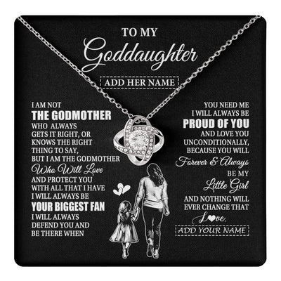 Love Knot Necklace 14K White Gold Finish | 1 | Personalized To My Goddaughter Necklace From Godmother Biggest Fan Birthday Gifts For Goddaughter From Godmother Uncle Christmas Custom Gift Box Message Card | teecentury.myshopify