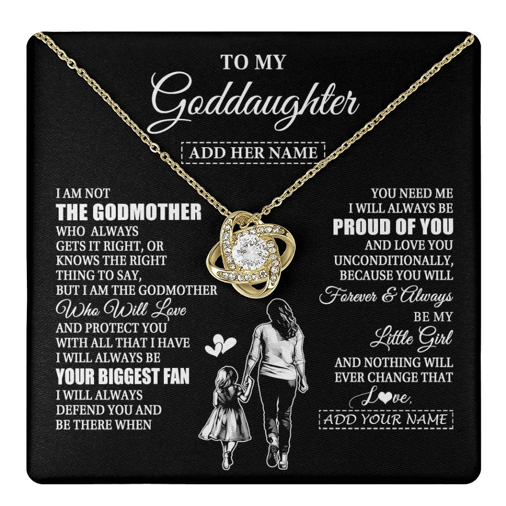 Love Knot Necklace 18K Yellow Gold Finish | 1 | Personalized To My Goddaughter Necklace From Godmother Biggest Fan Birthday Gifts For Goddaughter From Godmother Uncle Christmas Custom Gift Box Message Card | teecentury.myshopify
