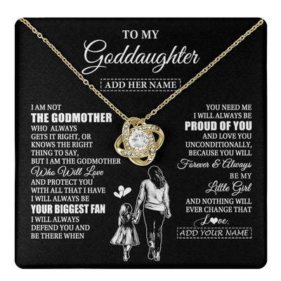 Love Knot Necklace 18K Yellow Gold Finish | 1 | Personalized To My Goddaughter Necklace From Godmother Biggest Fan Birthday Gifts For Goddaughter From Godmother Uncle Christmas Custom Gift Box Message Card | teecentury.myshopify