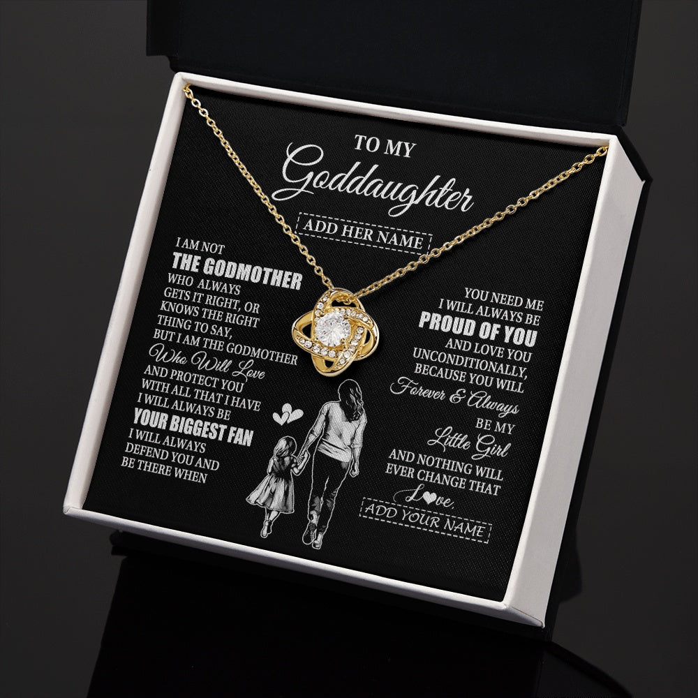 Love Knot Necklace 18K Yellow Gold Finish | 2 | Personalized To My Goddaughter Necklace From Godmother Biggest Fan Birthday Gifts For Goddaughter From Godmother Uncle Christmas Custom Gift Box Message Card | teecentury.myshopify