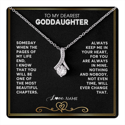 Alluring Beauty Necklace 14K White Gold Finish | 1 | Personalized To My Goddaughter Necklace From Godmother Godfather When The Pages Of My Life End Goddaughter Birthday Christmas Customized Gift Box Message Card | teecentury.myshopify