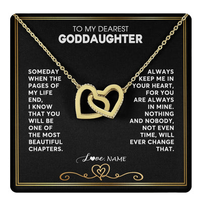 Interlocking Hearts Necklace 18K Yellow Gold Finish | 1 | Personalized To My Goddaughter Necklace From Godmother Godfather When The Pages Of My Life End Goddaughter Birthday Christmas Customized Gift Box Message Card | teecentury.myshopify