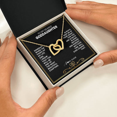 Interlocking Hearts Necklace 18K Yellow Gold Finish | 2 | Personalized To My Goddaughter Necklace From Godmother Godfather When The Pages Of My Life End Goddaughter Birthday Christmas Customized Gift Box Message Card | teecentury.myshopify