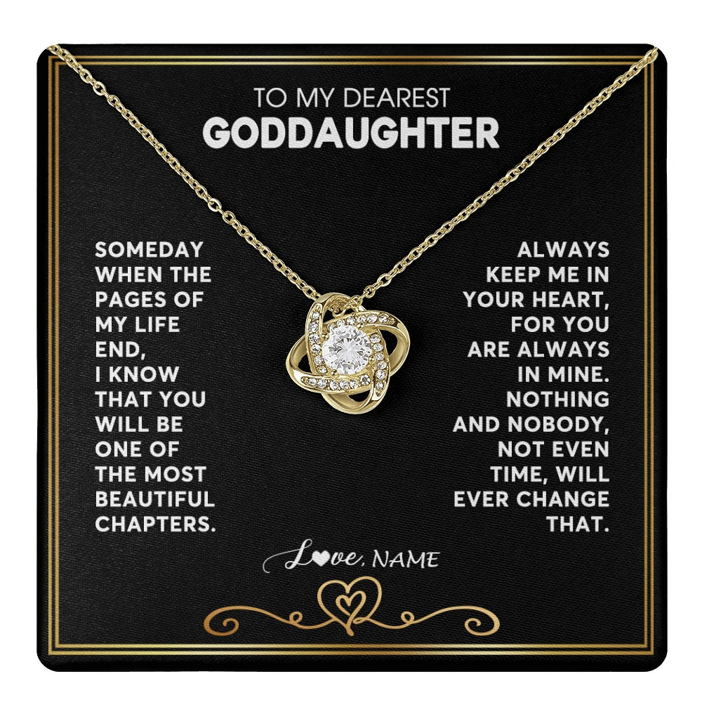 Love Knot Necklace 18K Yellow Gold Finish | 1 | Personalized To My Goddaughter Necklace From Godmother Godfather When The Pages Of My Life End Goddaughter Birthday Christmas Customized Gift Box Message Card | teecentury.myshopify