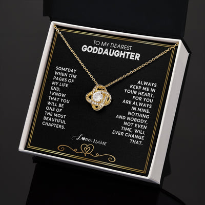 Love Knot Necklace 18K Yellow Gold Finish | 2 | Personalized To My Goddaughter Necklace From Godmother Godfather When The Pages Of My Life End Goddaughter Birthday Christmas Customized Gift Box Message Card | teecentury.myshopify