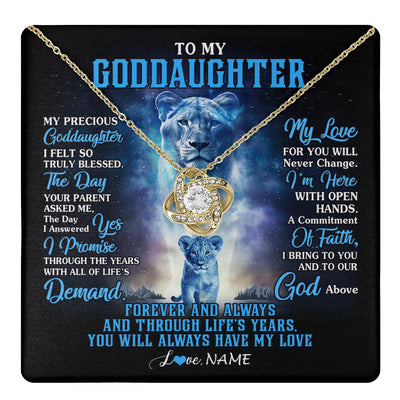 Love Knot Necklace 18K Yellow Gold Finish | 1 | Personalized To My Goddaughter Necklace From Godmother Lion My Precious Goddaughter Birthday Graduation Christmas Customized Gift Box Message Card | teecentury