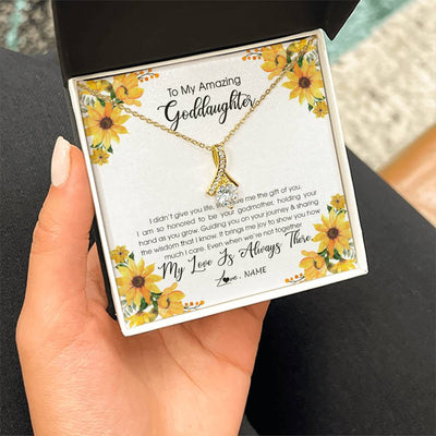Alluring Beauty Necklace 18K Yellow Gold Finish | Personalized To My Goddaughter Necklace From Godmother My Love Is Always There Goddaughter Birthday Christmas Graduation Customized Gift Box Message Card | teecentury