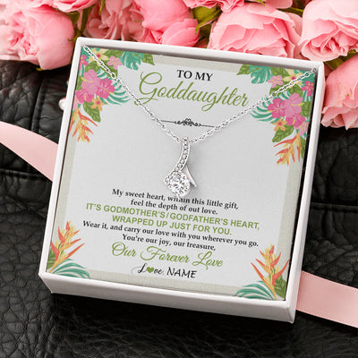 Alluring Beauty Necklace 14K White Gold Finish | 2 | Personalized To My Goddaughter Necklace From Godmother My Sweet Heart Birthday Gift For Goddaughter Valentine's Day Christmas Customized Gift Box Message Card | teecentury