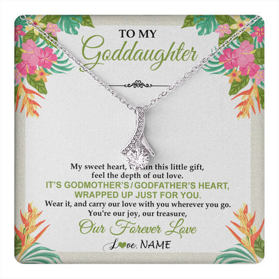Alluring Beauty Necklace 14K White Gold Finish | 1 | Personalized To My Goddaughter Necklace From Godmother My Sweet Heart Birthday Gift For Goddaughter Valentine's Day Christmas Customized Gift Box Message Card | teecentury