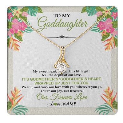 Alluring Beauty Necklace 18K Yellow Gold Finish | 1 | Personalized To My Goddaughter Necklace From Godmother My Sweet Heart Birthday Gift For Goddaughter Valentine's Day Christmas Customized Gift Box Message Card | teecentury