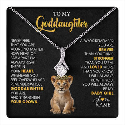 Alluring Beauty Necklace 14K White Gold Finish | 1 | Personalized To My Goddaughter Necklace From Godmother Never Feel You Are Alone Lion Birthday Gift Goddaughter Christmas Customized Gift Box Message Card | teecentury