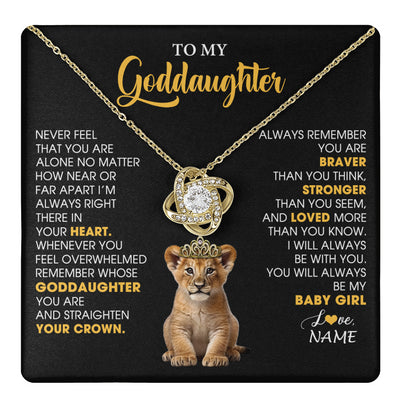 Love Knot Necklace 18K Yellow Gold Finish | 1 | Personalized To My Goddaughter Necklace From Godmother Never Feel You Are Alone Lion Birthday Gift Goddaughter Christmas Customized Gift Box Message Card | teecentury