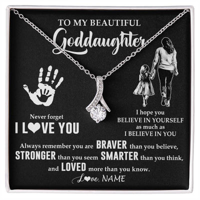 Alluring Beauty Necklace 14K White Gold Finish | 1 | Personalized To My Goddaughter Necklace From Godmother Never Forget I Love You Goddaughter Birthday Christmas Graduation Customized Gift Box Message Card | teecentury