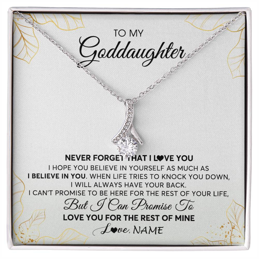 Alluring Beauty Necklace | Personalized To My Goddaughter Necklace From Godmother Never Forget That I Love You Goddaughter Birthday Graduation Christmas Customized Gift Box Message Card | teecentury
