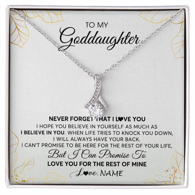 Alluring Beauty Necklace | Personalized To My Goddaughter Necklace From Godmother Never Forget That I Love You Goddaughter Birthday Graduation Christmas Customized Gift Box Message Card | teecentury