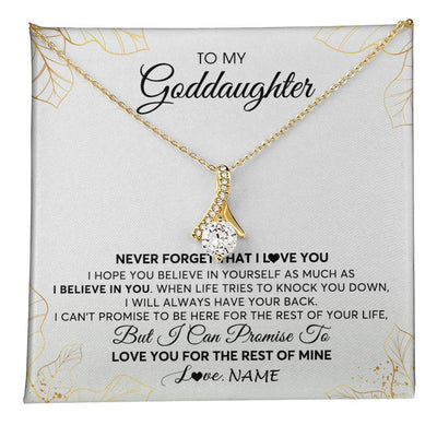 Alluring Beauty Necklace 18K Yellow Gold Finish | 1 | Personalized To My Goddaughter Necklace From Godmother Never Forget That I Love You Goddaughter Birthday Graduation Christmas Customized Gift Box Message Card | teecentury