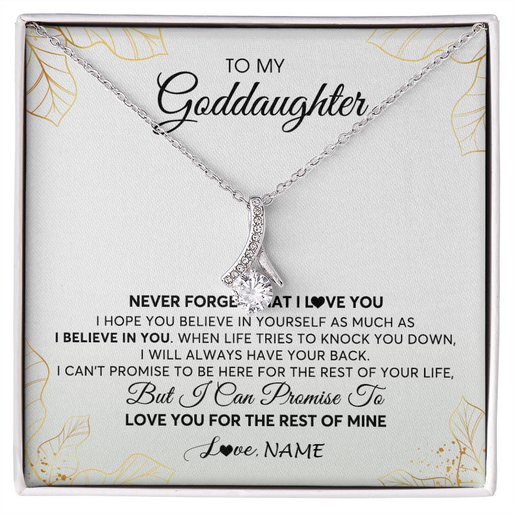 Alluring Beauty Necklace | Personalized To My Goddaughter Necklace From Godmother Never Forget That I Love You Goddaughter Birthday Graduation Christmas Customized Gift Box Message Card | teecentury