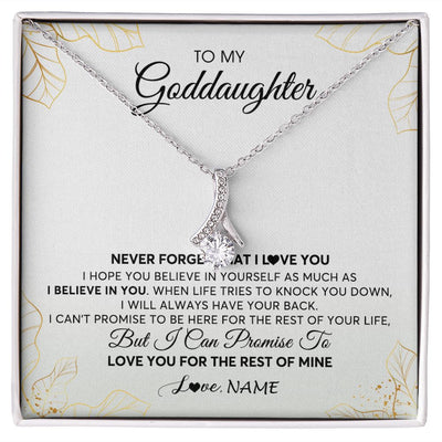 Alluring Beauty Necklace | Personalized To My Goddaughter Necklace From Godmother Never Forget That I Love You Goddaughter Birthday Graduation Christmas Customized Gift Box Message Card | teecentury