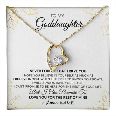 Forever Love Necklace 18K Yellow Gold Finish | 1 | Personalized To My Goddaughter Necklace From Godmother Never Forget That I Love You Goddaughter Birthday Graduation Christmas Customized Gift Box Message Card | teecentury