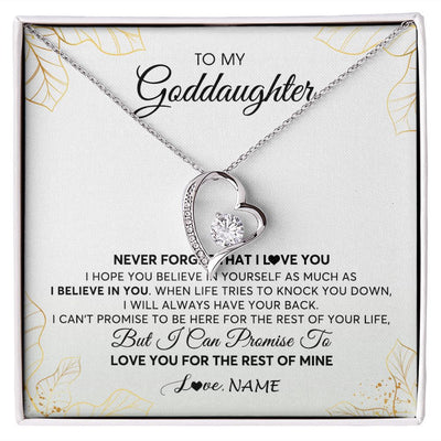Forever Love Necklace | Personalized To My Goddaughter Necklace From Godmother Never Forget That I Love You Goddaughter Birthday Graduation Christmas Customized Gift Box Message Card | teecentury