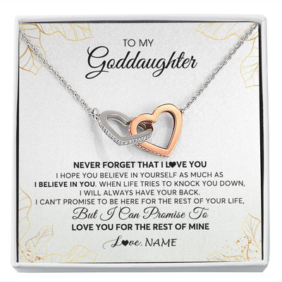 Interlocking Hearts Necklace | Personalized To My Goddaughter Necklace From Godmother Never Forget That I Love You Goddaughter Birthday Graduation Christmas Customized Gift Box Message Card | teecentury