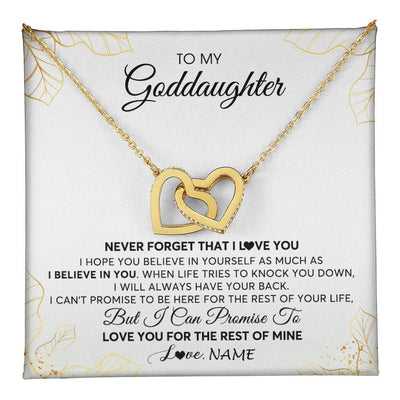 Interlocking Hearts Necklace 18K Yellow Gold Finish | 1 | Personalized To My Goddaughter Necklace From Godmother Never Forget That I Love You Goddaughter Birthday Graduation Christmas Customized Gift Box Message Card | teecentury