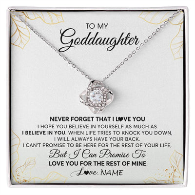 Love Knot Necklace | Personalized To My Goddaughter Necklace From Godmother Never Forget That I Love You Goddaughter Birthday Graduation Christmas Customized Gift Box Message Card | teecentury