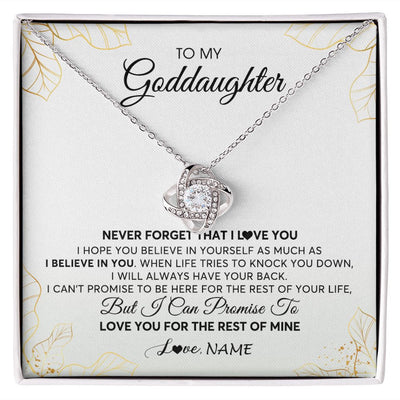 Love Knot Necklace | Personalized To My Goddaughter Necklace From Godmother Never Forget That I Love You Goddaughter Birthday Graduation Christmas Customized Gift Box Message Card | teecentury