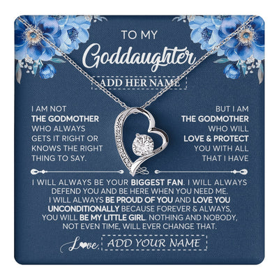 Forever Love Necklace 14K White Gold Finish | 1 | Personalized To My Goddaughter Necklace From Godmother Proud Of You Birthday Gifts For Goddaughter Jewelry Gifts Christmas Custom Gift Box Message Card | https://teecentury.