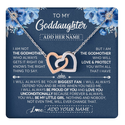 Interlocking Hearts Necklace Stainless Steel & Rose Gold Finish | 1 | Personalized To My Goddaughter Necklace From Godmother Proud Of You Birthday Gifts For Goddaughter Jewelry Gifts Christmas Custom Gift Box Message Card | https://teecentury.
