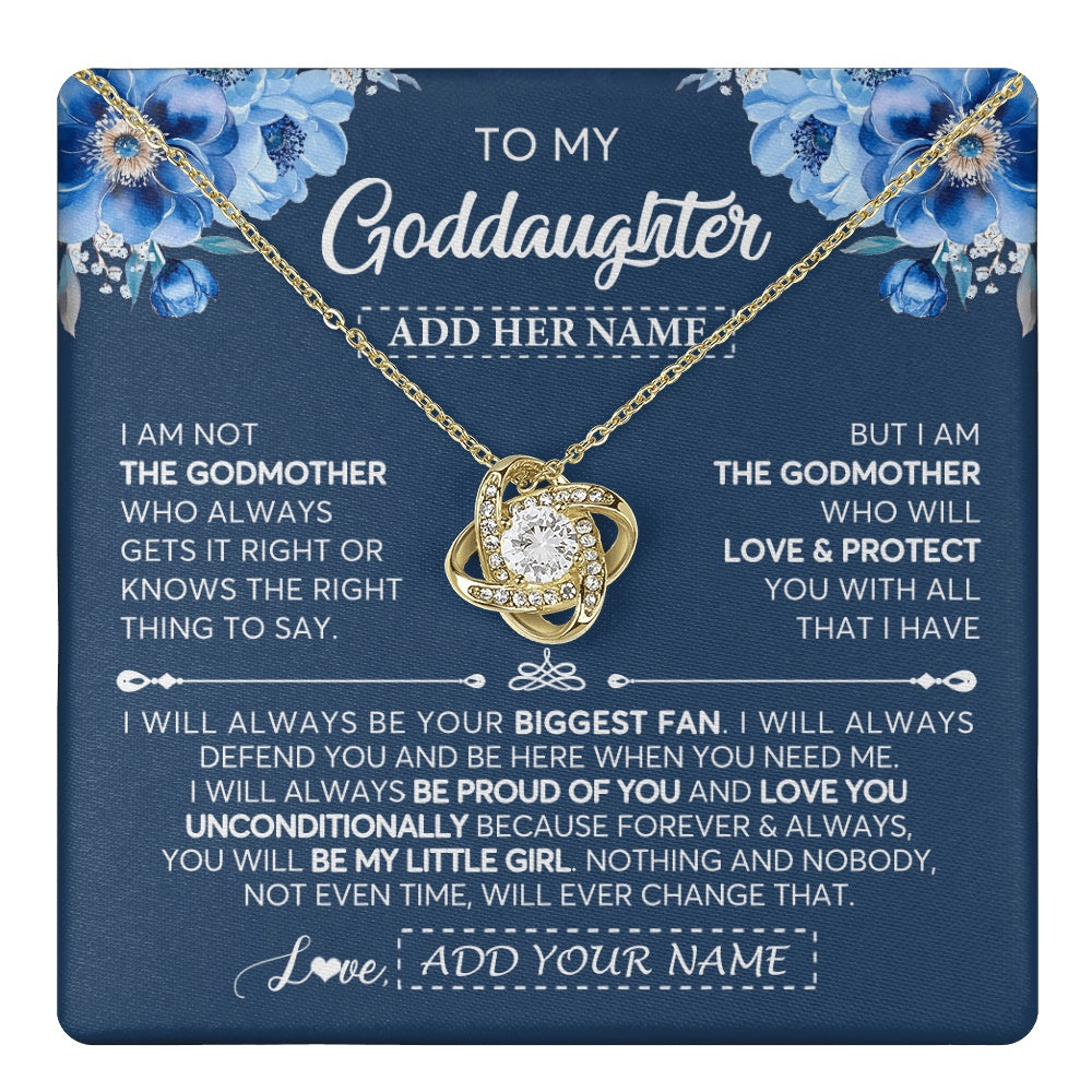 Love Knot Necklace 18K Yellow Gold Finish | 1 | Personalized To My Goddaughter Necklace From Godmother Proud Of You Birthday Gifts For Goddaughter Jewelry Gifts Christmas Custom Gift Box Message Card | https://teecentury.