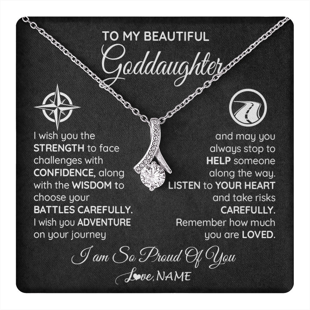 Alluring Beauty Necklace 14K White Gold Finish | 1 | Personalized To My Goddaughter Necklace From Godmother Uncle Aunt I Wish You The Strength Birthday Graduation Inspirational Customized Gift Box Message Card | teecentury.myshopify