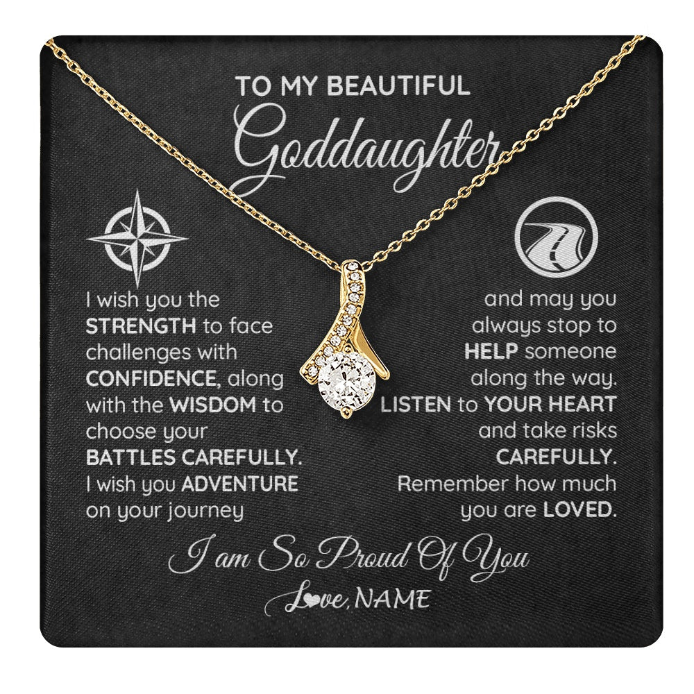 Alluring Beauty Necklace 18K Yellow Gold Finish | 1 | Personalized To My Goddaughter Necklace From Godmother Uncle Aunt I Wish You The Strength Birthday Graduation Inspirational Customized Gift Box Message Card | teecentury.myshopify