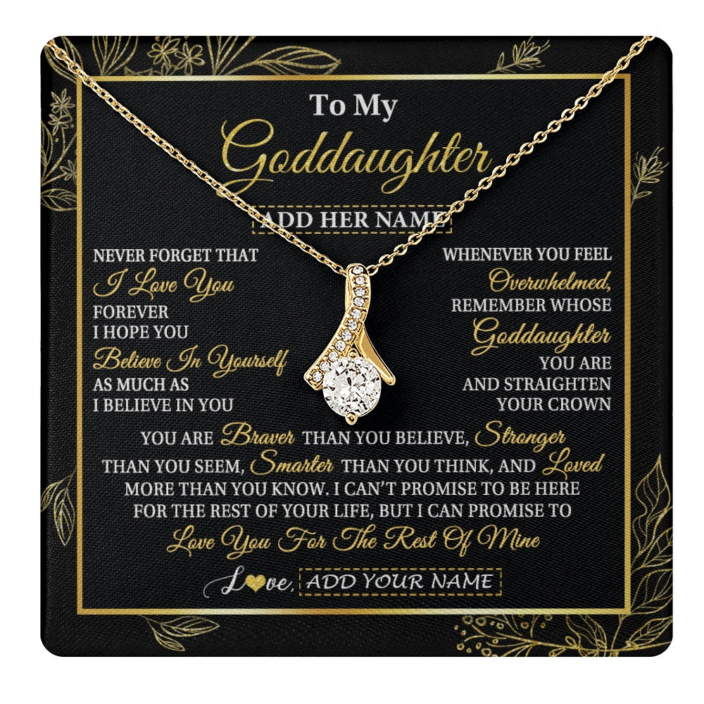 Alluring Beauty Necklace 18K Yellow Gold Finish | 1 | Personalized To My Goddaughter Necklace From Godmother Uncle I Love You Gift For My Goddaughter Birthday Gifts Christmas Customized Gift Box Message Card | teecentury.myshopify