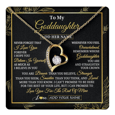 Forever Love Necklace 18K Yellow Gold Finish | 1 | Personalized To My Goddaughter Necklace From Godmother Uncle I Love You Gift For My Goddaughter Birthday Gifts Christmas Customized Gift Box Message Card | teecentury.myshopify