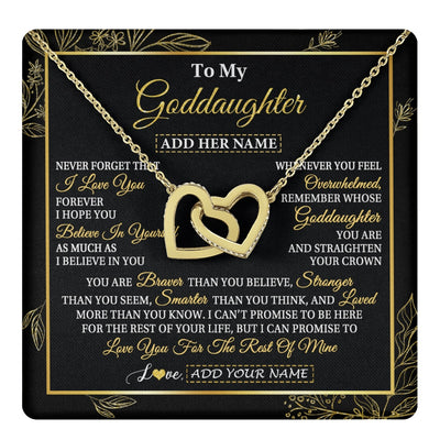 Interlocking Hearts Necklace 18K Yellow Gold Finish | 1 | Personalized To My Goddaughter Necklace From Godmother Uncle I Love You Gift For My Goddaughter Birthday Gifts Christmas Customized Gift Box Message Card | teecentury.myshopify